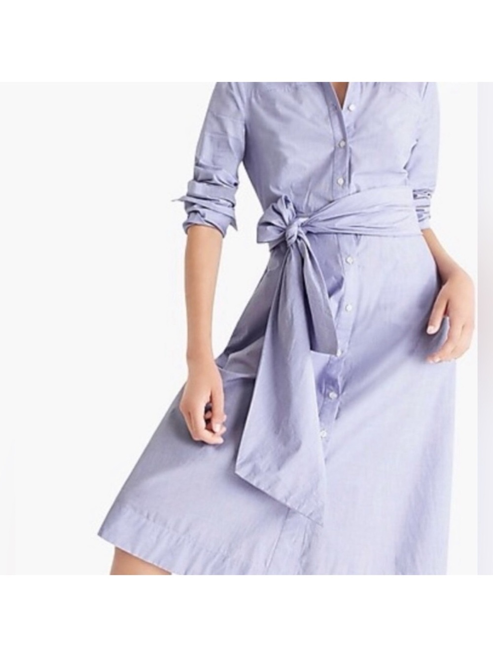 J. Crew Light Blue Long-Sleeve Button-Front Shirt Dress